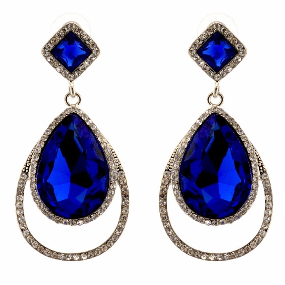 SAPPHIRE TEARDROP SHAPE CUTE EARRINGS NX1408209